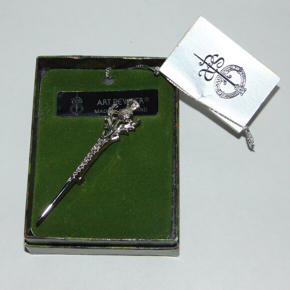 Broche étain Sold'Or – Écosse – Motif Harpe Celtique – Vintage – Bon état